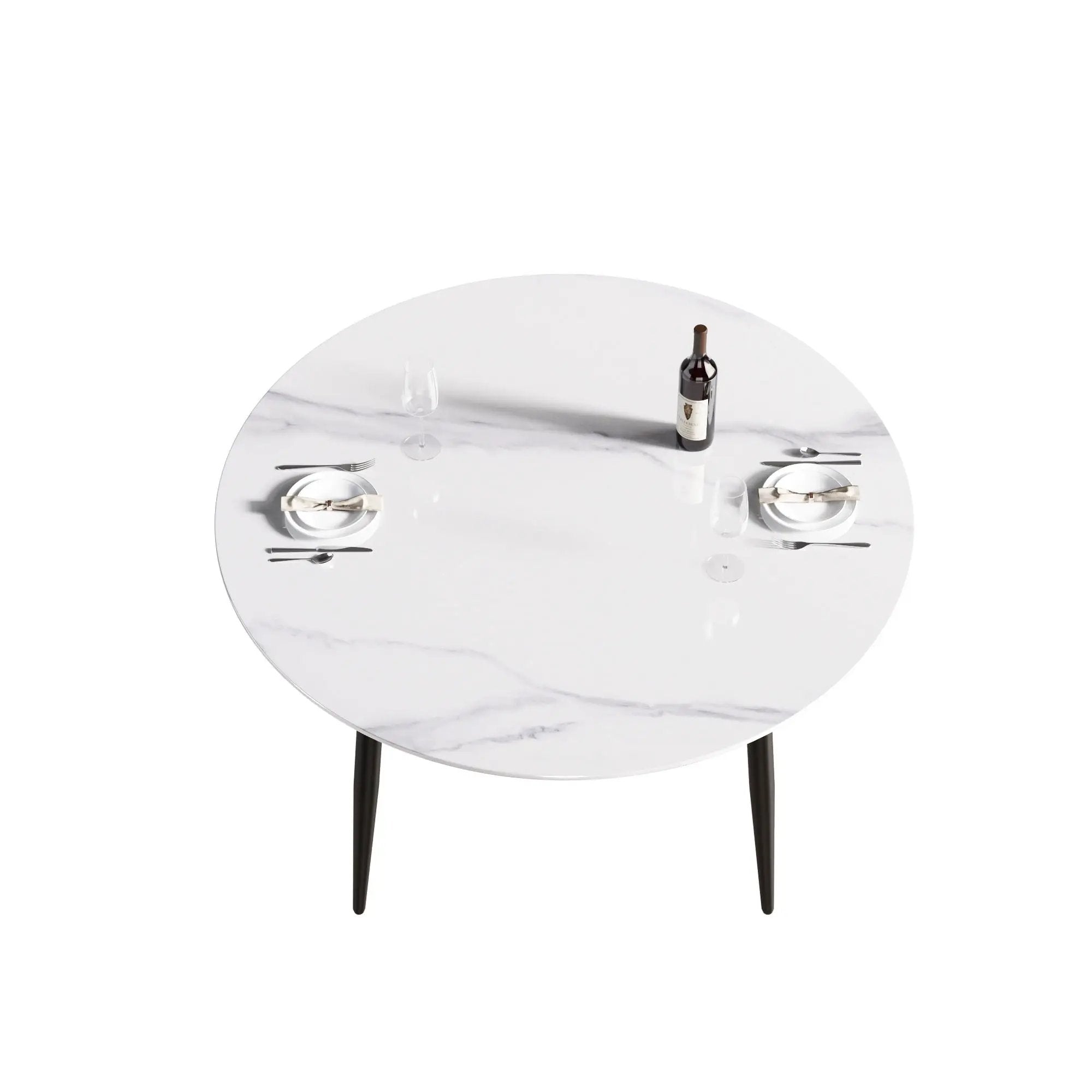 Modern Man-Made Stone Round Metal Dining Table-Position For 6 People by HouseOfZazla