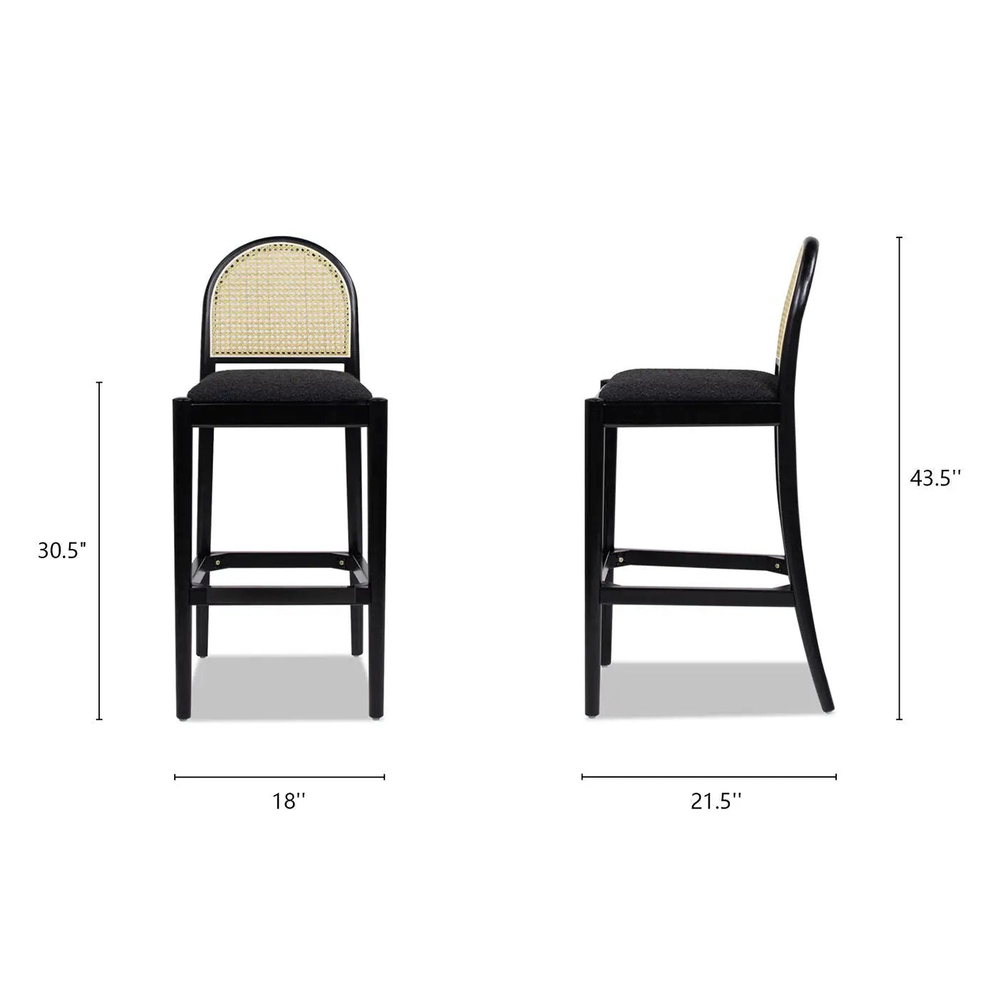 Panama - Curved Back Cane Bar Stool (Set of 2) by HouseOfZazla