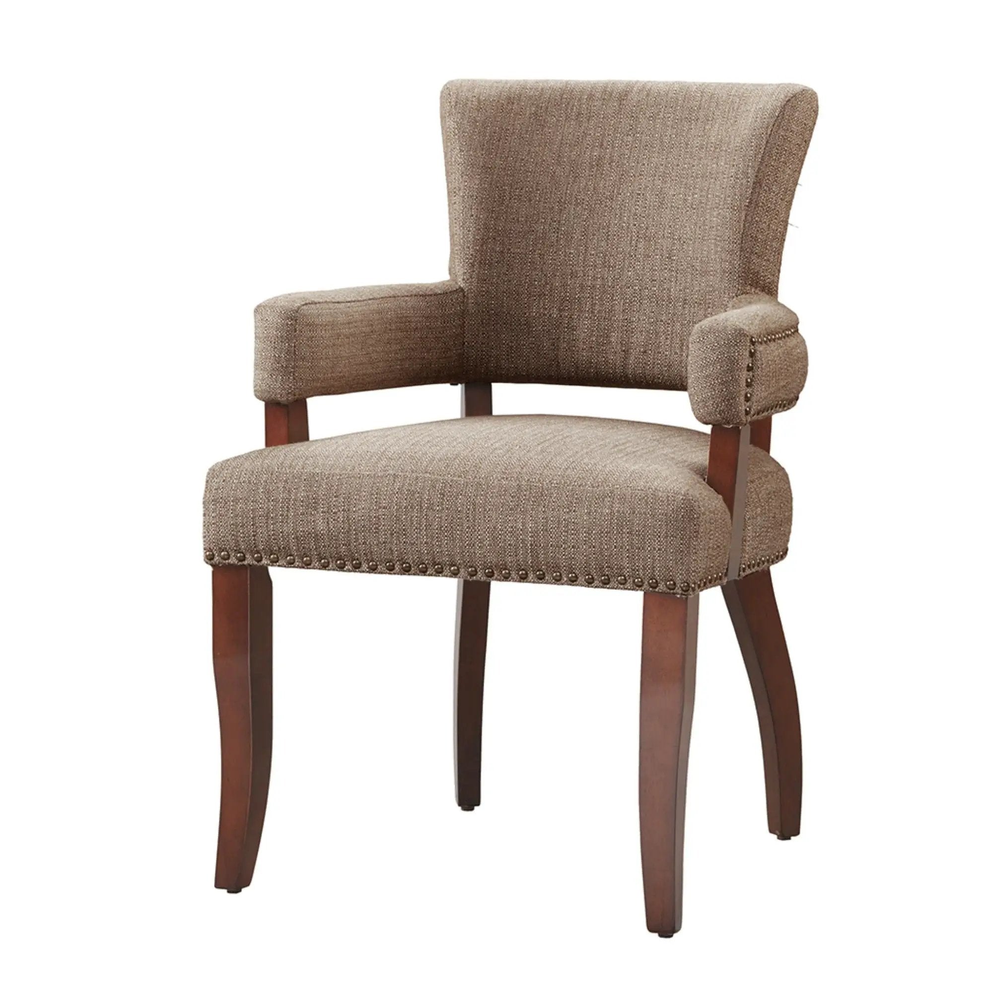 Elegant Arm Dining Chair With Brass Nail Head Detailing by Unique Piece Furniture