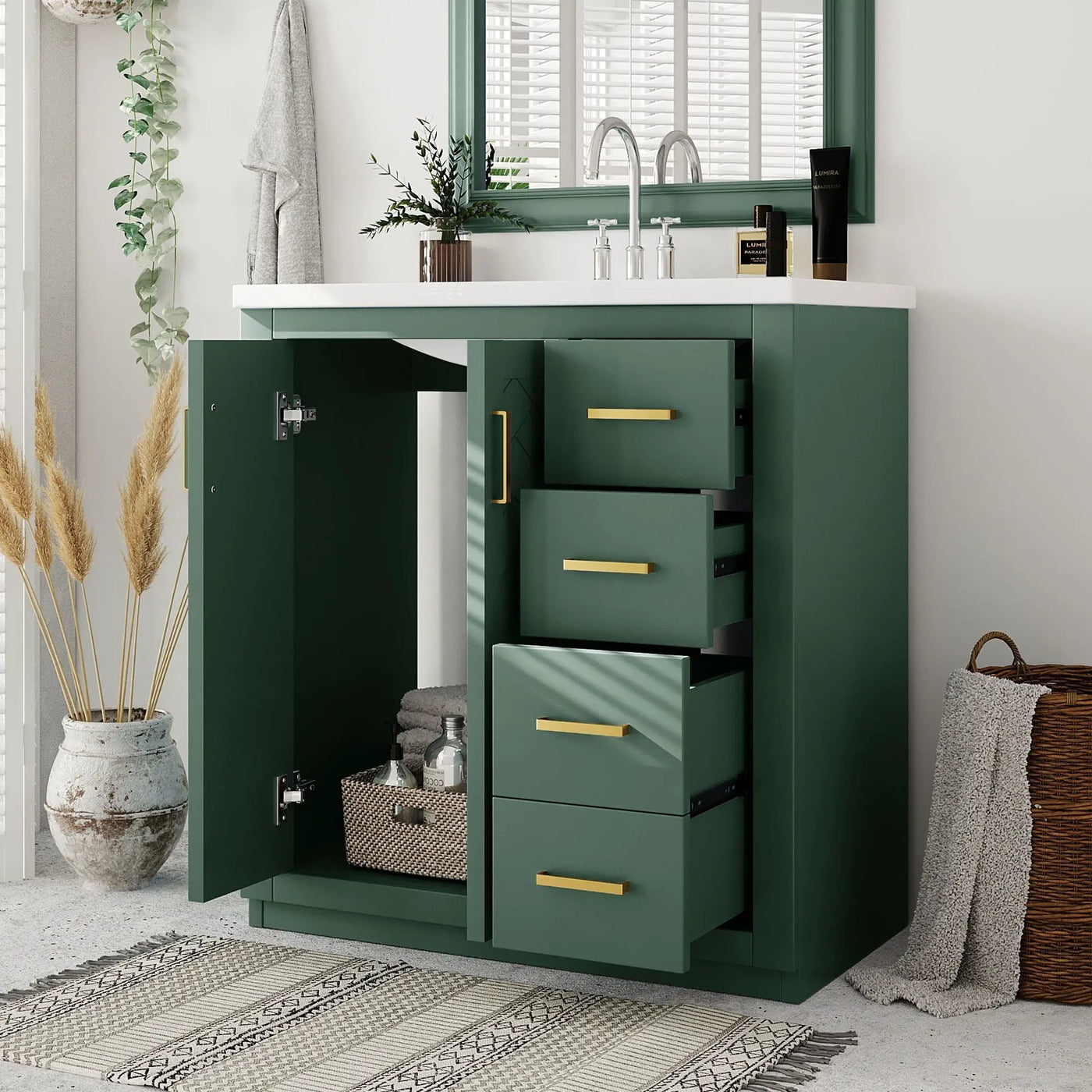 Bathroom Vanity With Sink, Storage Cabinet, Freestanding Set With 3 Drawers & Soft Closing Doors by HouseOfZazla