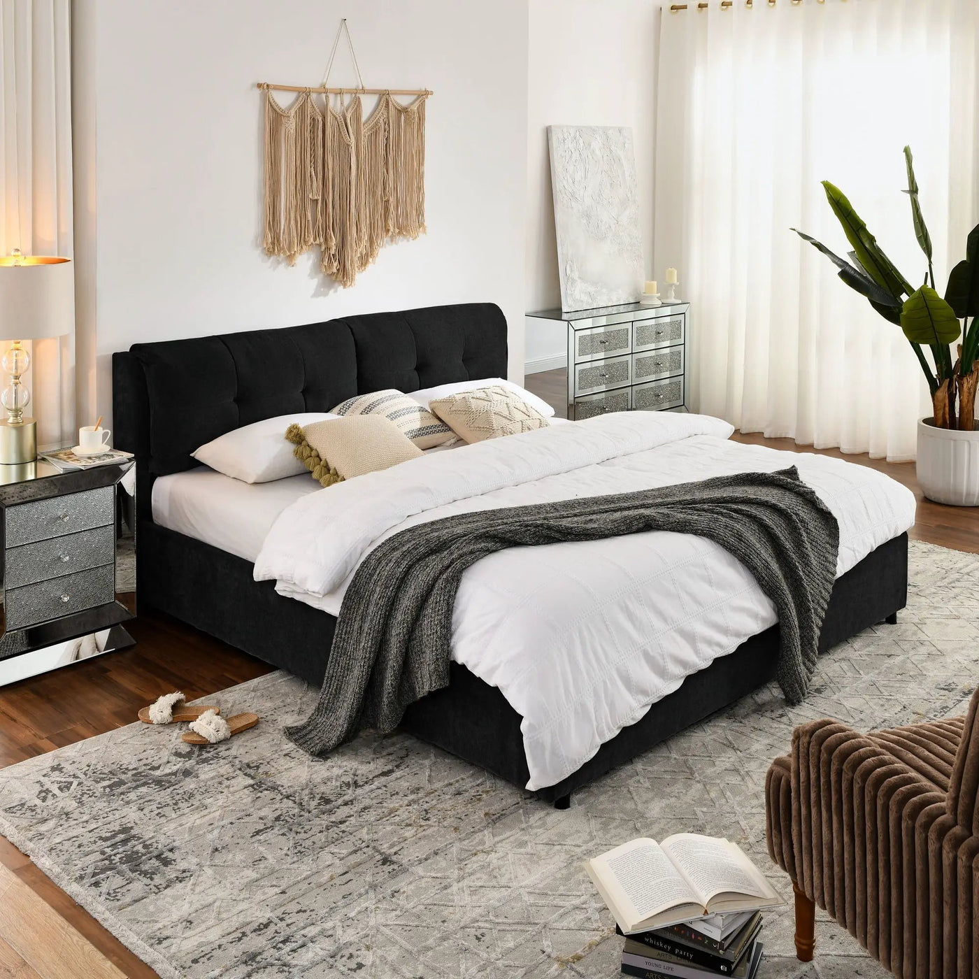 Storage Upholstered Hydraulic Platform Bed With Integrated Headboard by Unique Piece Furniture