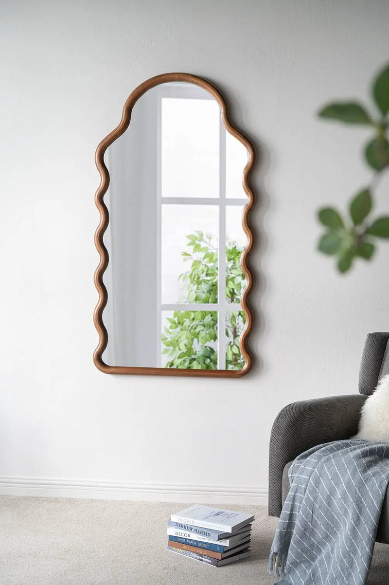 Wood Mirror With Unique Frame - Brown by Unique Piece Furniture