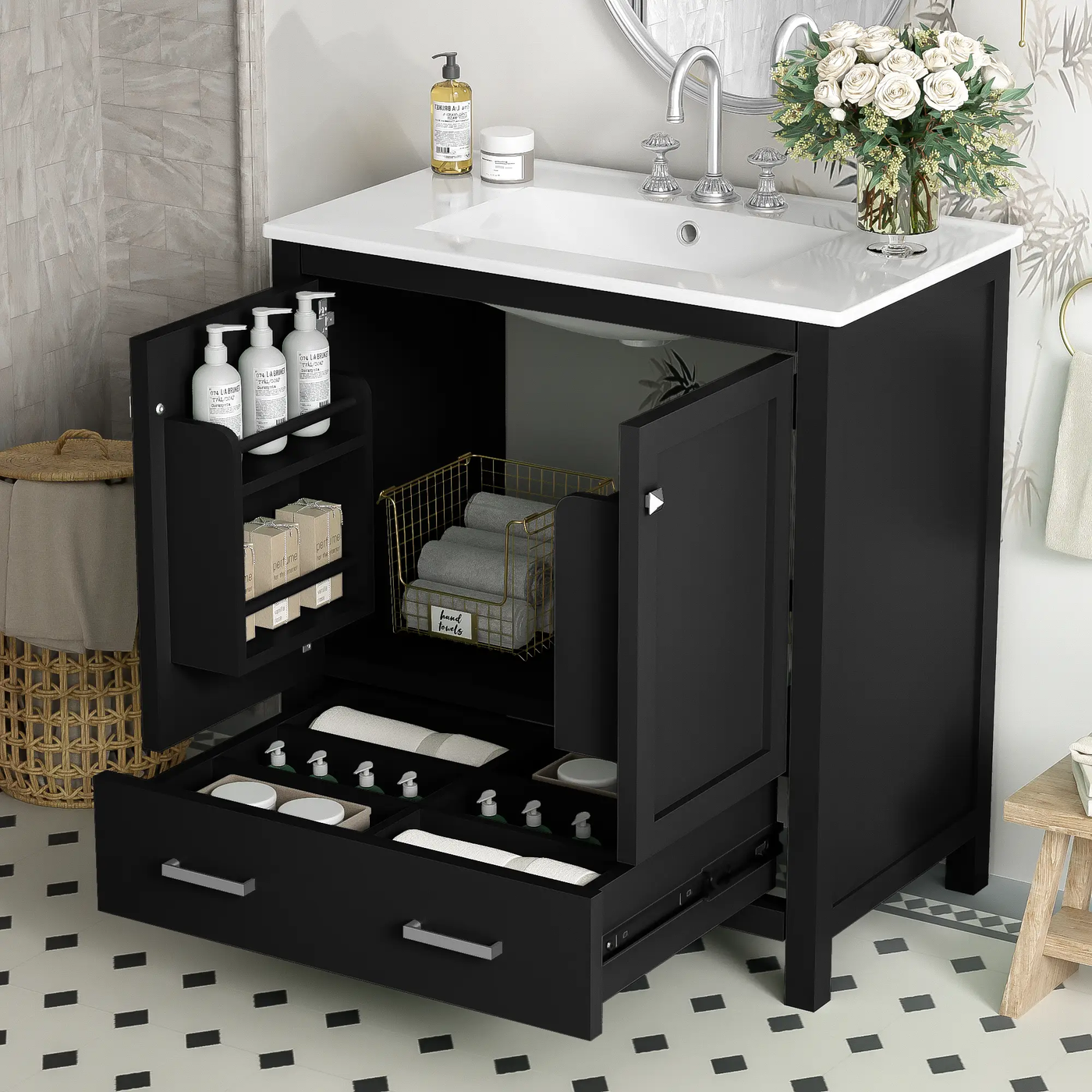 30" Blue Bathroom Vanity with Single Sink by HouseOfZazla