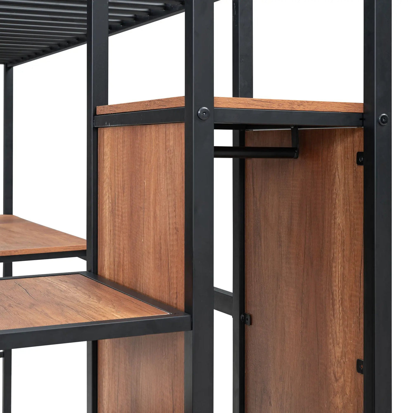 Loft Bed With Desk And Grid, Stylish Frame With Lateral Storage Ladder And Wardrobe by HouseOfZazla