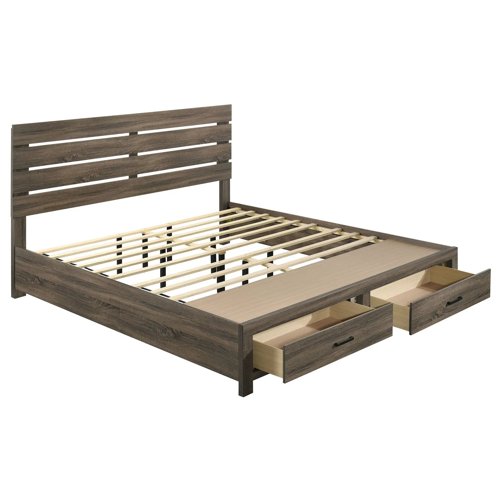 Brantford Wood Eastern King Storage Panel Bed Barrel Oak by Unique Piece Furniture