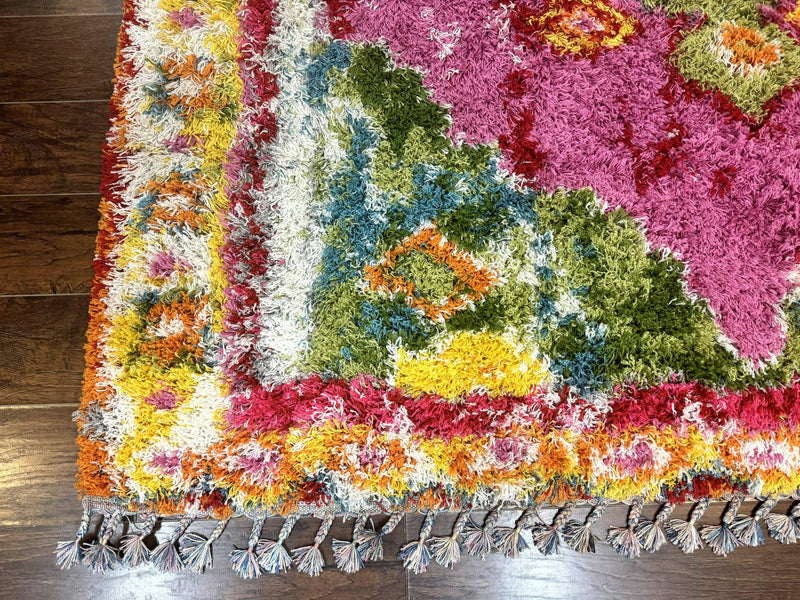Colorful Shag Rug 8x10, Fuchsia and Multicolor by Jewel Rugs