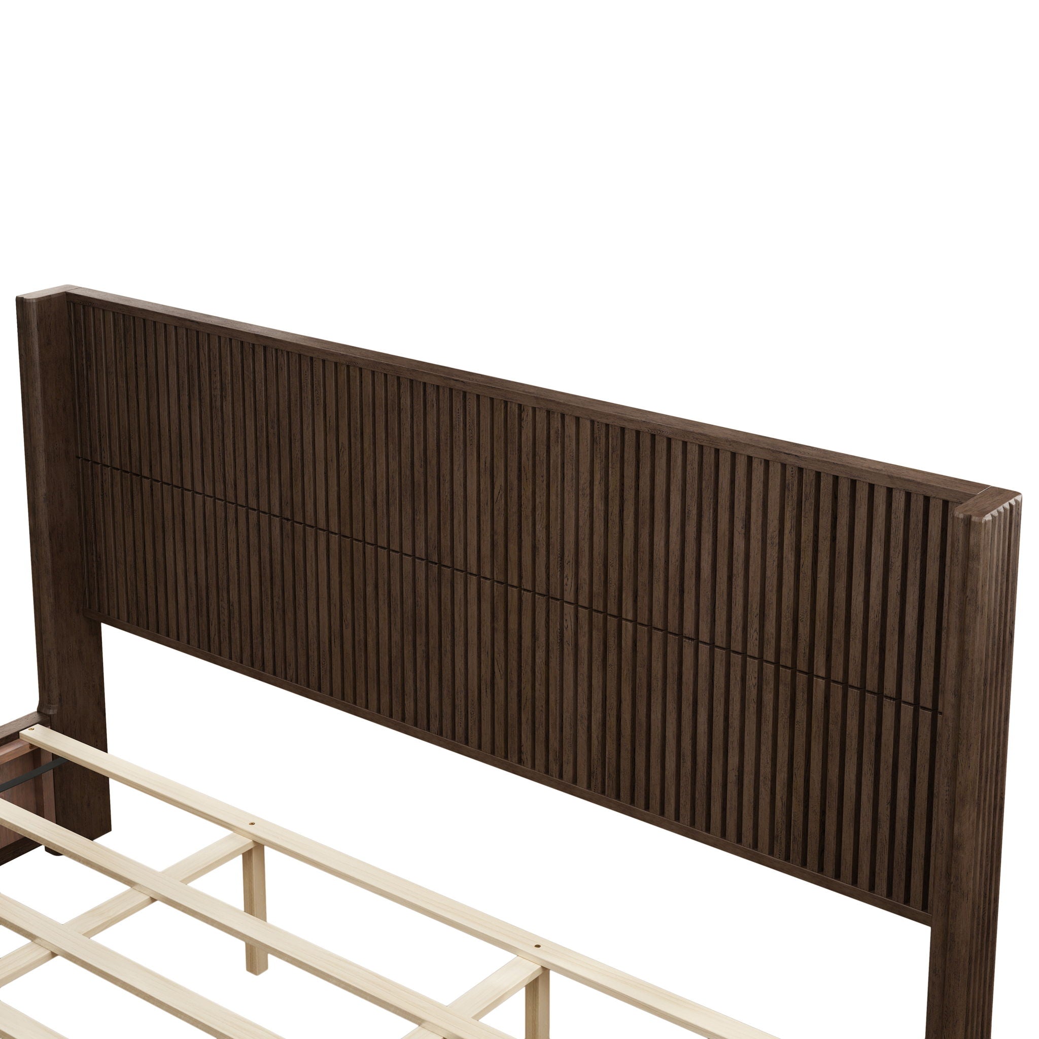 Platform Bed Frame With Headboard, Floor Standing Design by HouseOfZazla