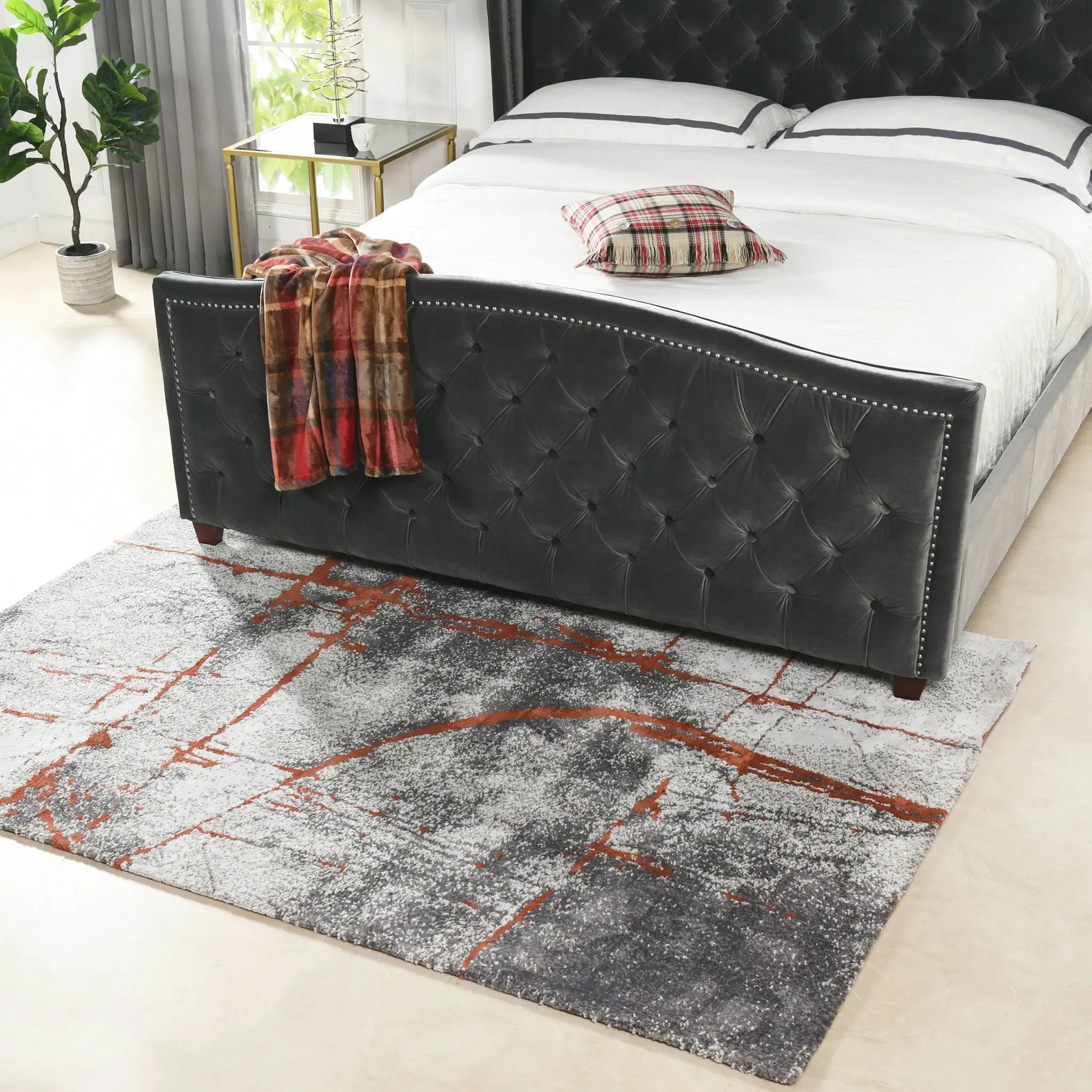 Quarry - 5' X 6.5' Abstract Area Rug - Gray / Orange by HouseOfZazla