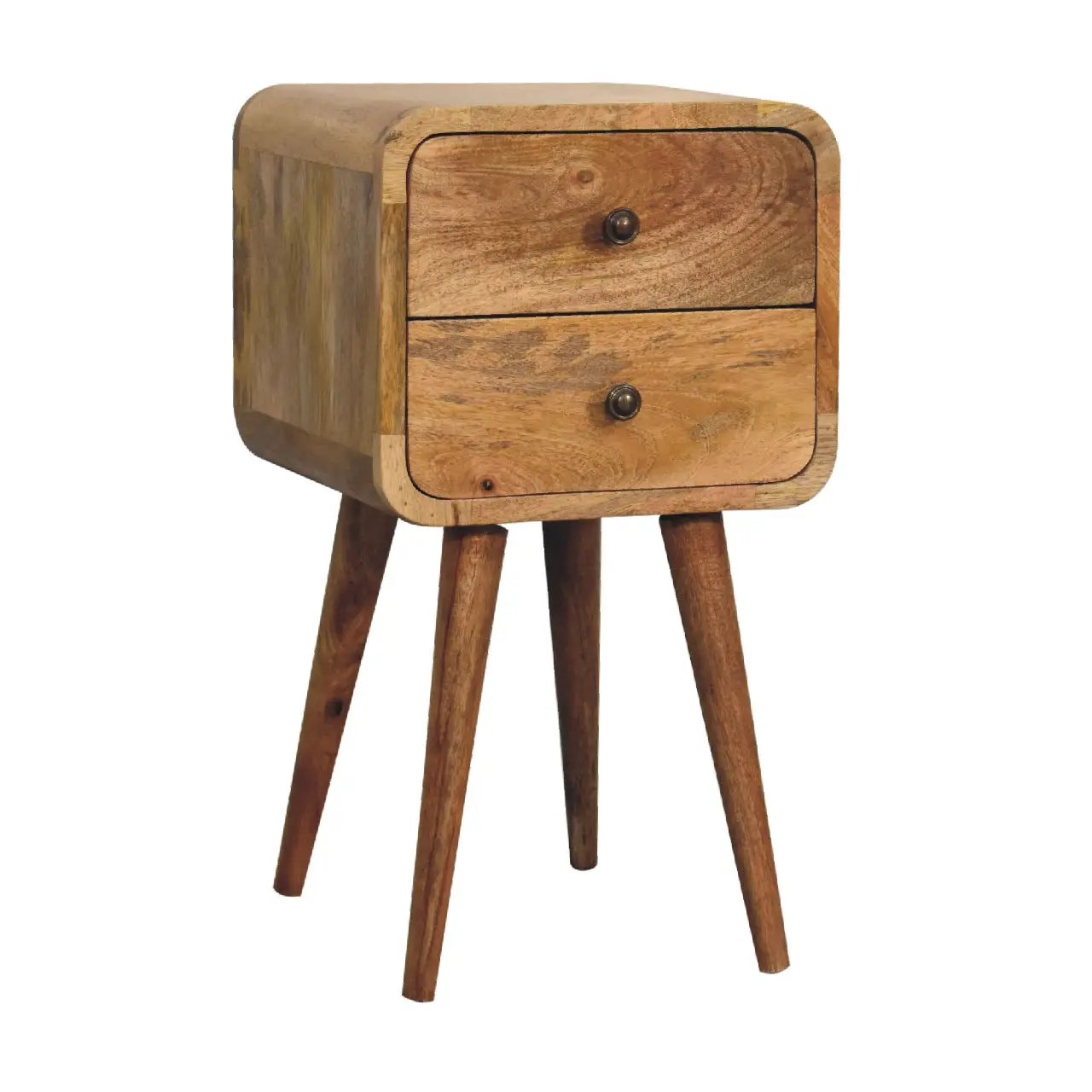 Solid Wood Mini Curved Nightstand, 2-Drawers, Oak-ish by HouseOfZazla