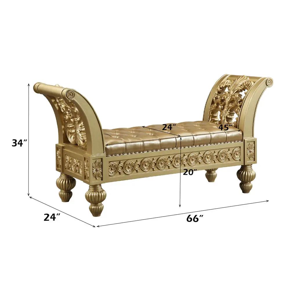 Seville - Bench - Gold Synthetic Leather & Gold by Unique Piece Furniture