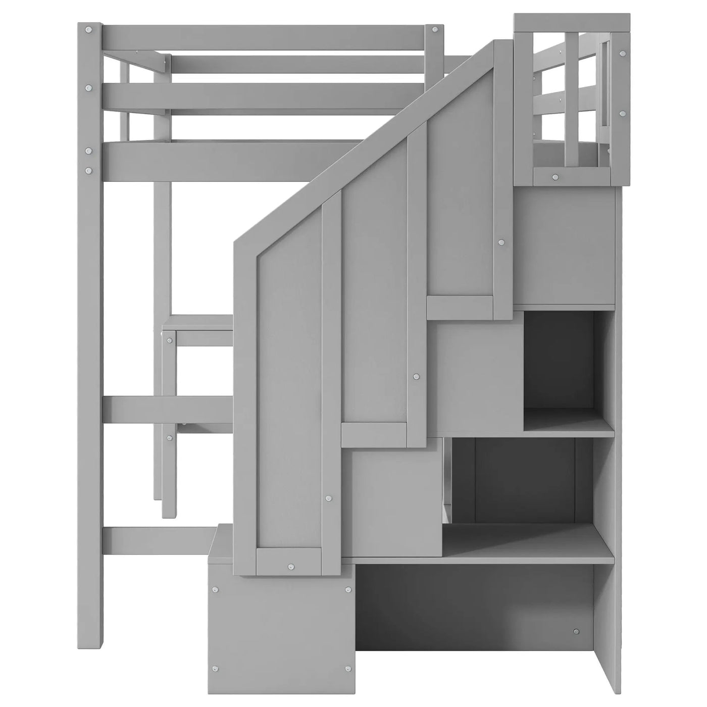 Loft Bed & L Shaped Desk, Drawers, Cabinet, And Storage Staircase by Unique Piece Furniture