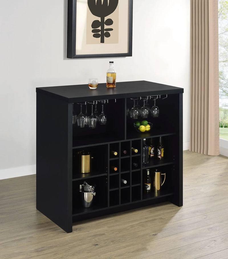 Topanga Engineered Wood Freestanding Home Bar Black by Unique Piece Furniture