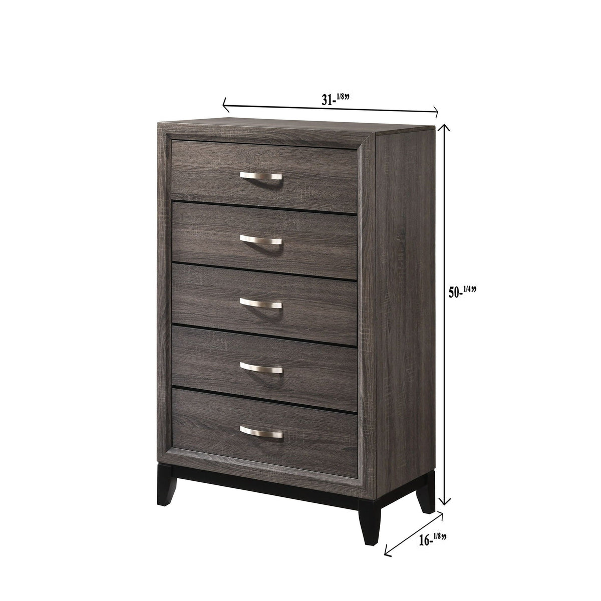 Contemporary 5 Drawer Tall Chest with Ample Storage - White or Dark Gray, photo 3 of 8