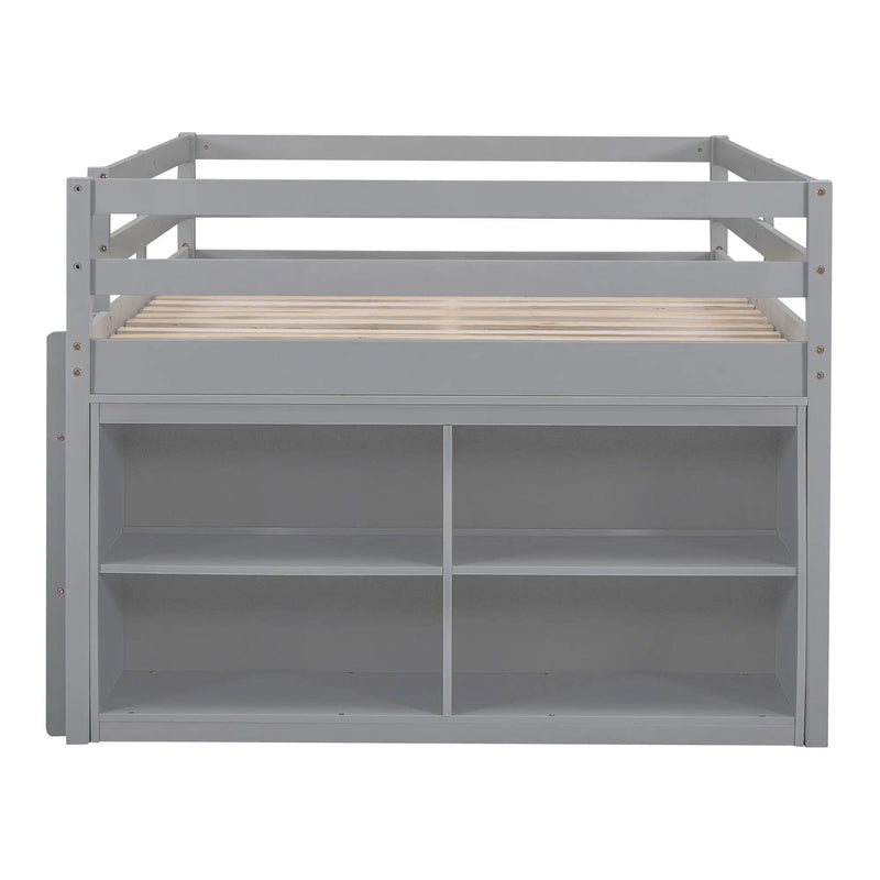 Loft Bed With Retractable Writing Desk And 4 Drawers, With Lateral Portable Desk And Shelves by HouseOfZazla