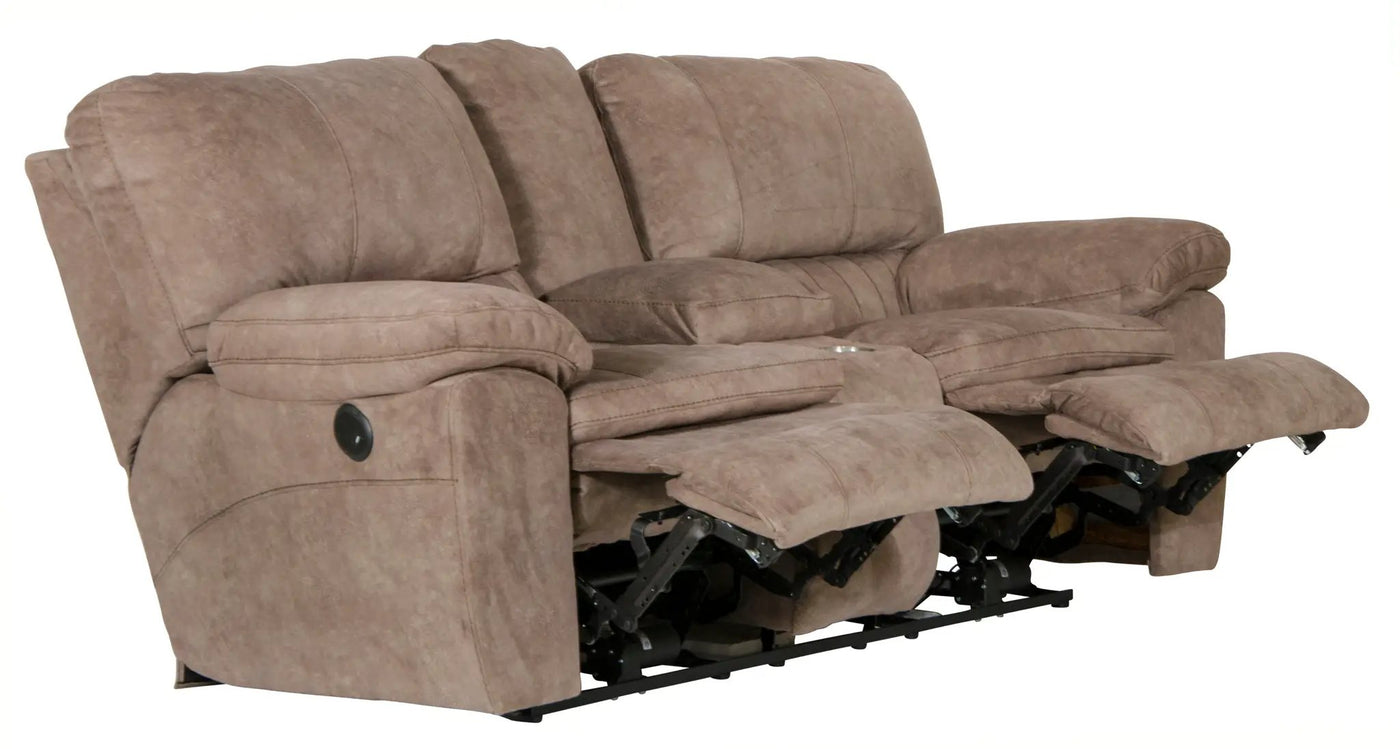 Reyes - Power Lay Flat Reclining Console Loveseat With Storage & Cupholders by Unique Piece Furniture