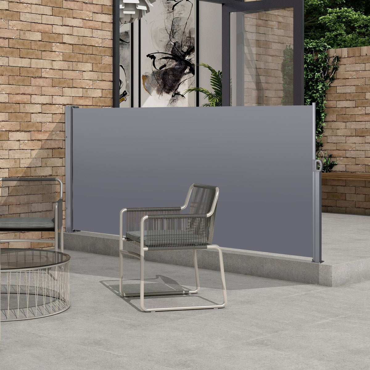 Retractable Side Screen Awning with UV Resistance - Dark Gray, photo 9 of 15