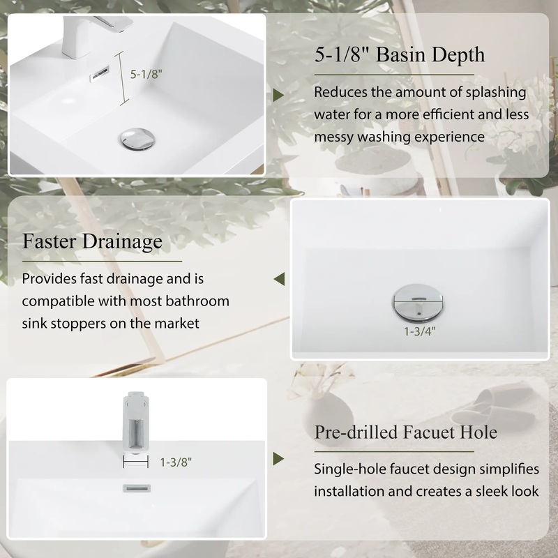 30" Wall-Mounted Bathroom Vanity with Sink, Floating Storage Cabinet by HouseOfZazla