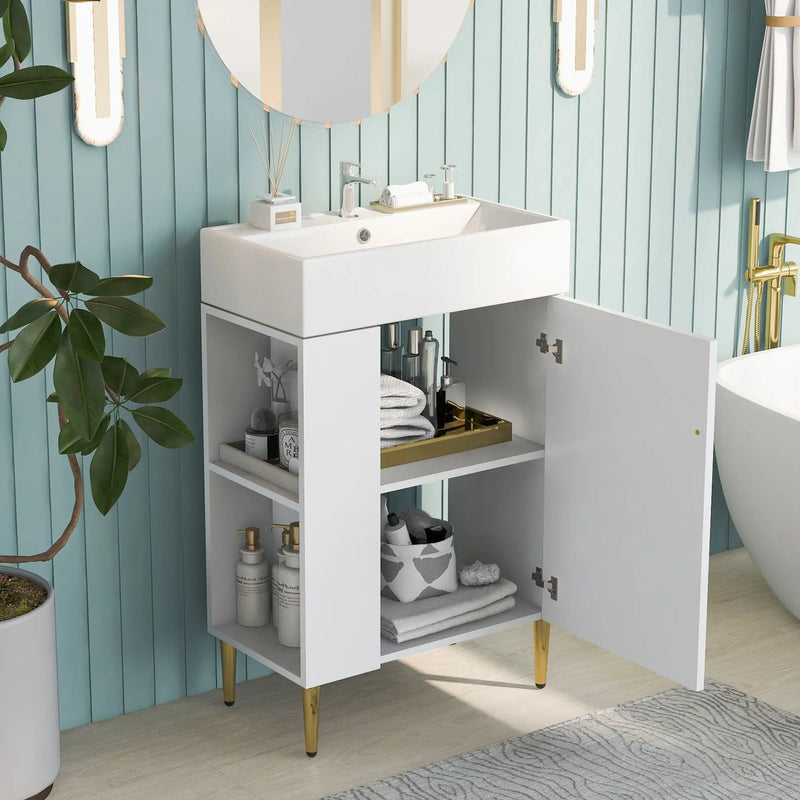 Bathroom Vanity, Combo Cabinet, Bathroom Storage Cabinet, Single Ceramic Sink by HouseOfZazla