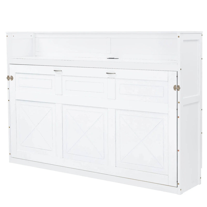 Murphy Bed With Desk, LED Light And USB Charging Station by HouseOfZazla