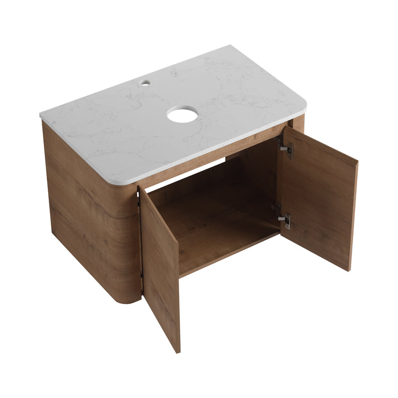 30" Wall-Mounted Bathroom Vanity with 2 Soft-Close Doors by HouseOfZazla
