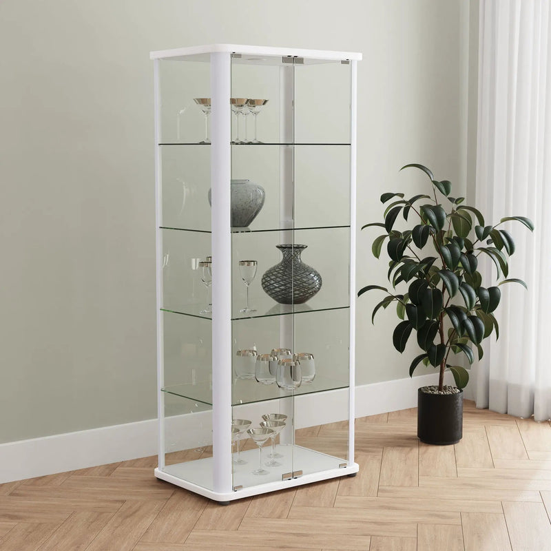 Aero 5-shelf Display Curio Cabinet with LED Lighting White by Unique Piece Furniture