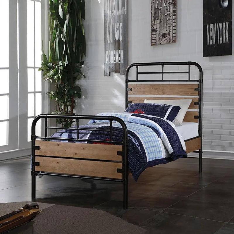 Adams - Twin Bed - Antique Oak & Black by Unique Piece Furniture