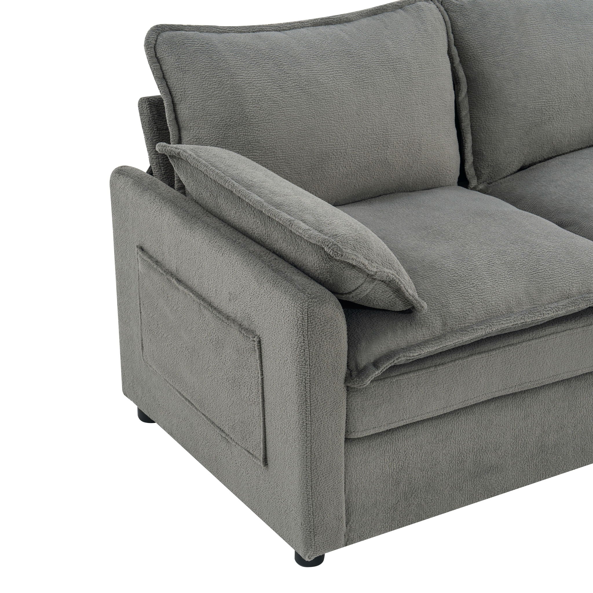 Modern Loveseat Sofa, Upholstered Couch With Side Storage Pockets by HouseOfZazla