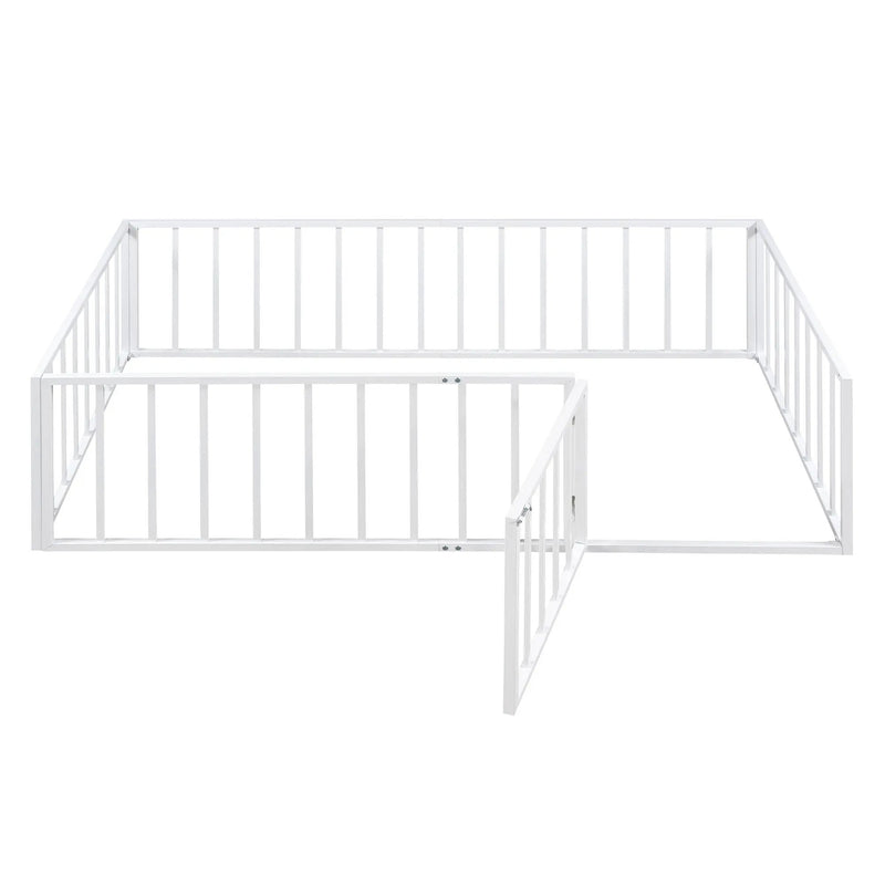 Metal Floor Bed Frame With Fence And Door by HouseOfZazla