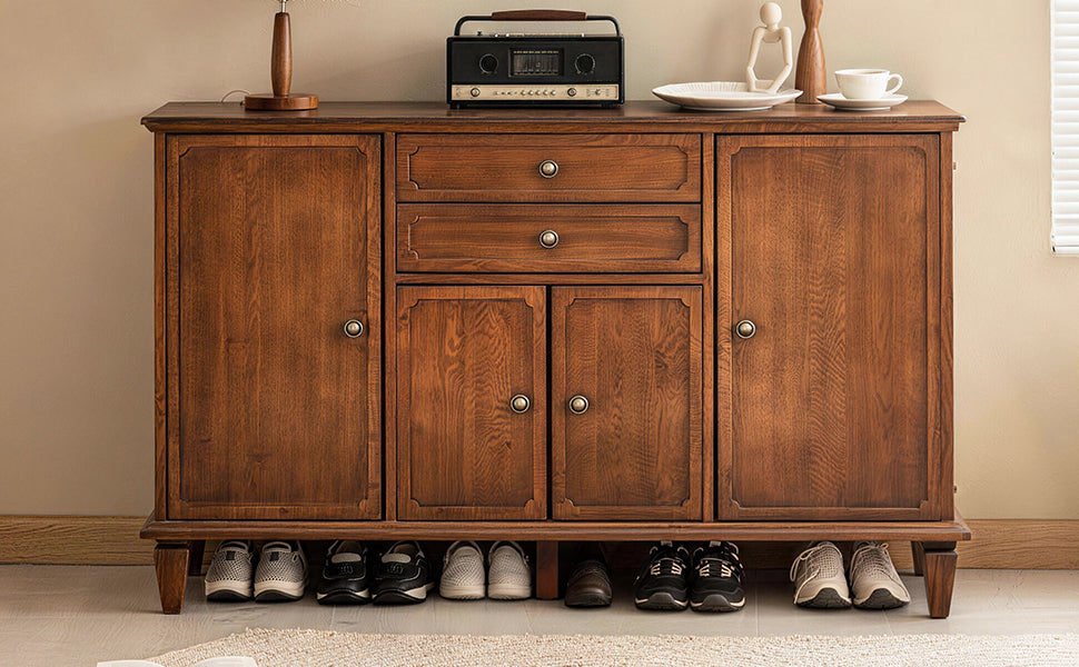 Vintage Wooden Sideboard Buffet Cabinet with Adjustable Shelves - Multi-Functional Storage, photo 6 of 10