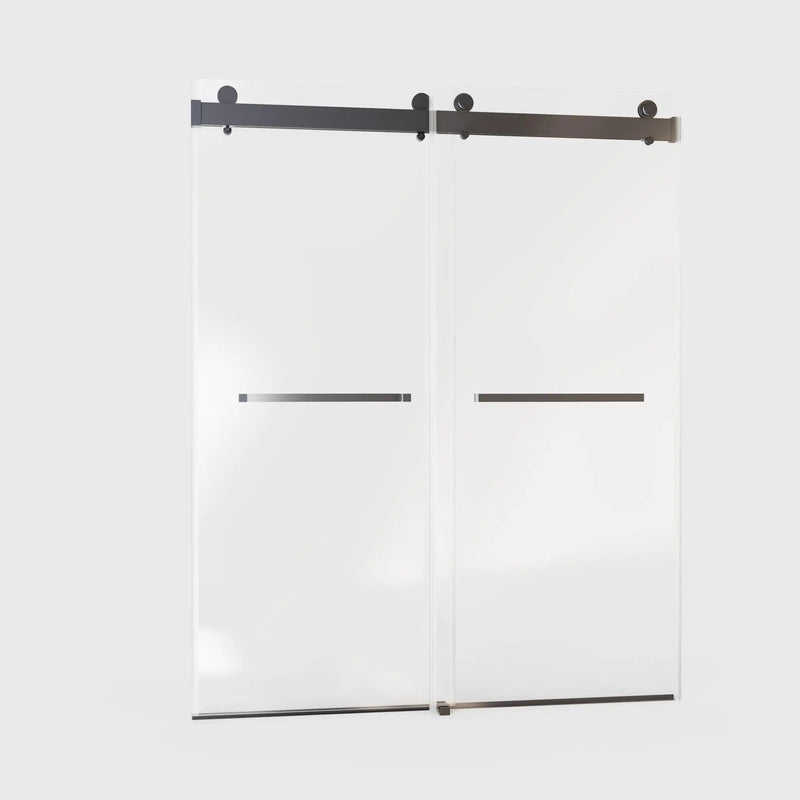 Frameless Double Sliding Soft-Close Shower Door, 3 / 8" (10Mm) Thick SGCC Tempered Glass Door, Matte by HouseOfZazla