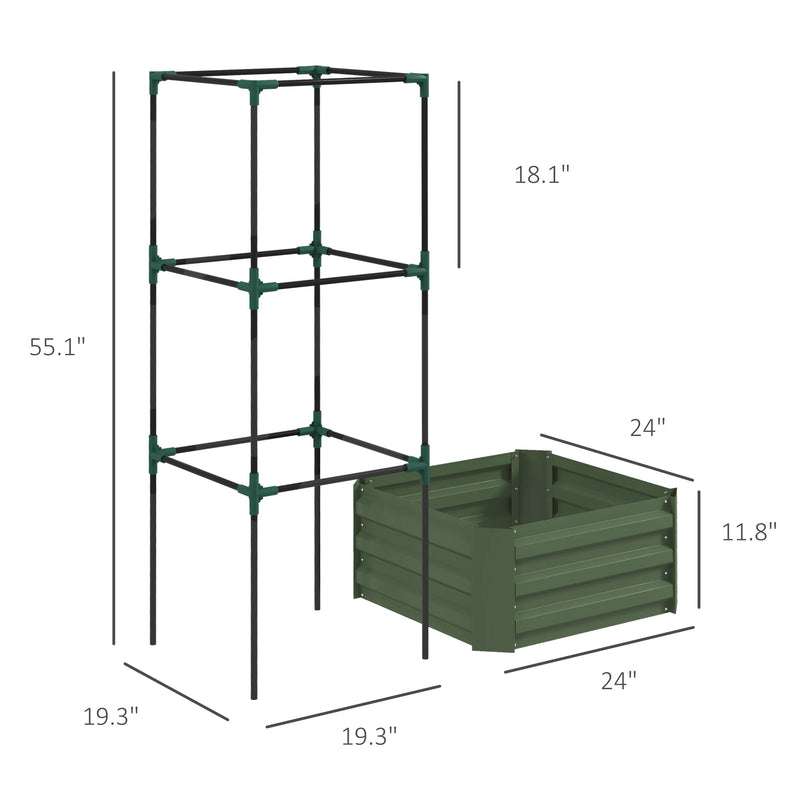 Galvanized Raised Garden Bed with Trellis - Grey Green, photo 7 of 10