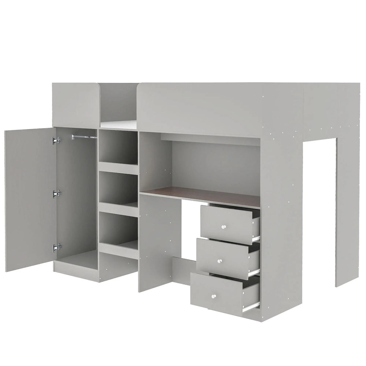 Loft Bed With Built In Wardrobe, Desk, Shelves, And Drawers by HouseOfZazla