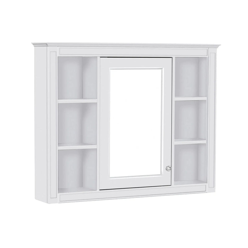 Wall Mounted Medicine Cabinet With Mirror, Storage Cabinet Featuring 6 Open Shelves And Adjustable Interior by HouseOfZazla