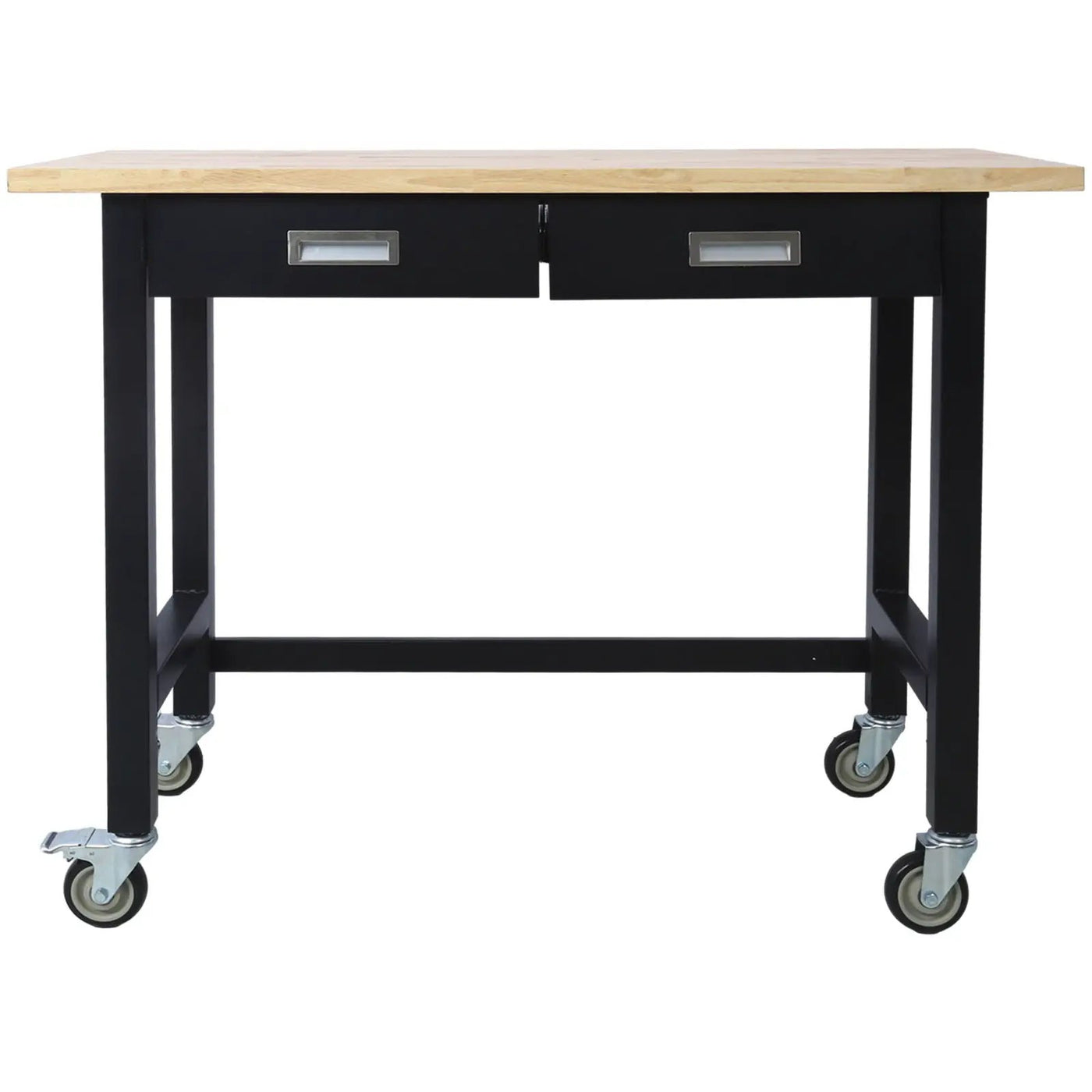 Work Bench, Workbench With Drawer Storage, Heavy Duty Bamboo Wood Work Table With Wheels For Garage Home Office by HouseOfZazla