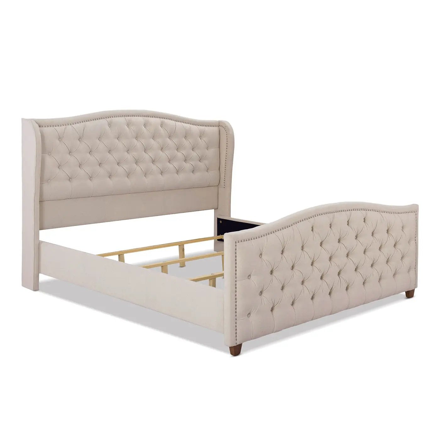 Marcella - Upholstered Shelter Headboard Bed Set by HouseOfZazla