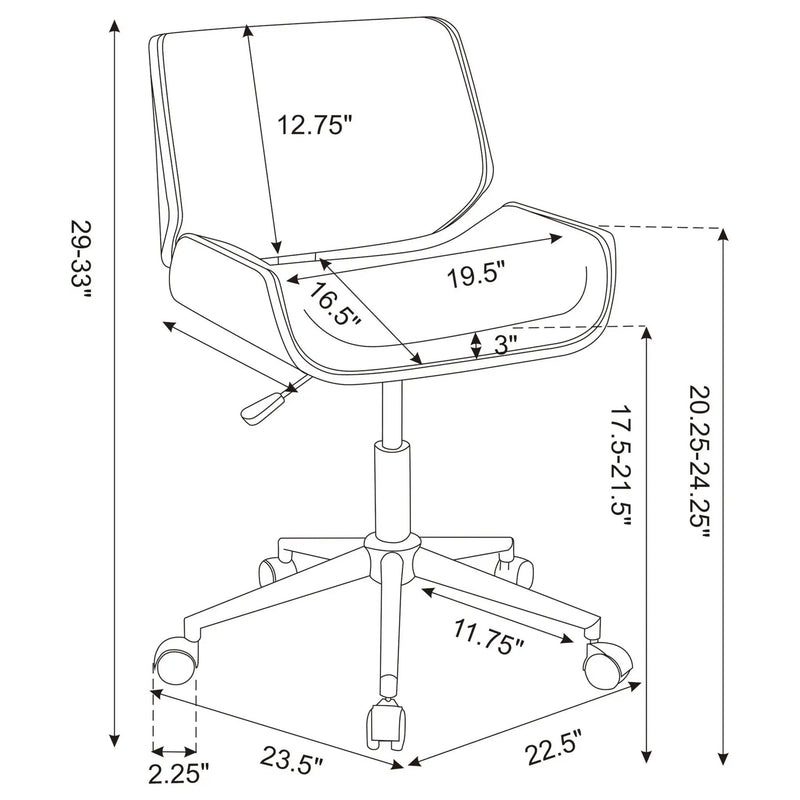 Swivel Office Chair With Adjustable Height - Black by HouseOfZazla