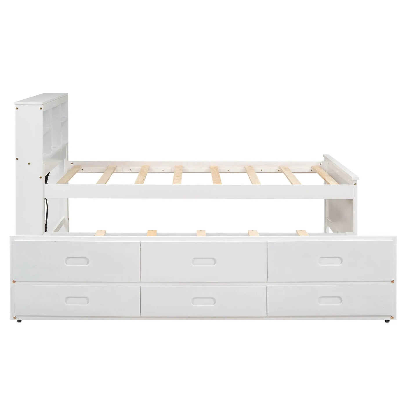 Platform Bed With Storage Headboard, USB, Trundle And 3 Drawers by HouseOfZazla