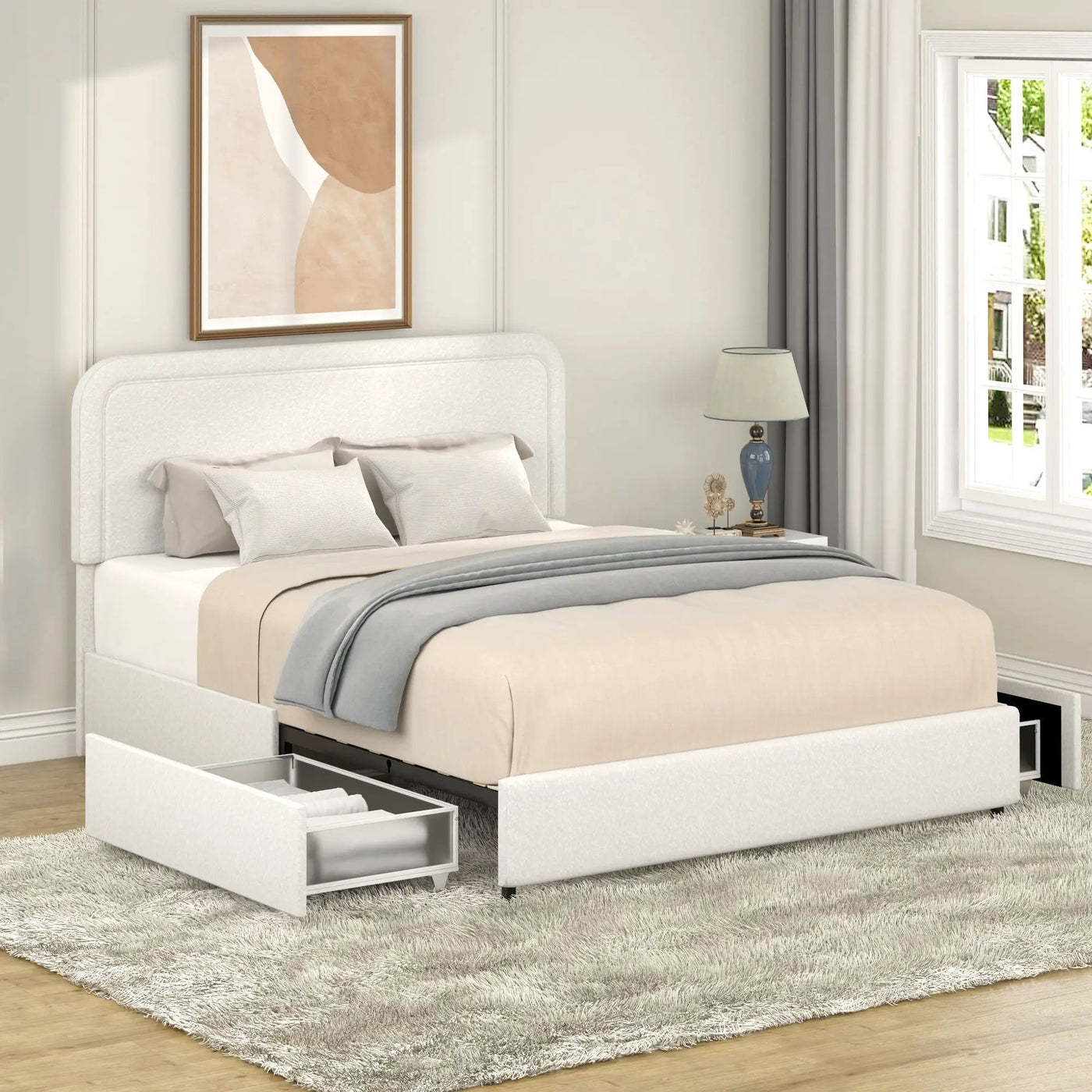 Liv - Patented With Drawers Upholstered Storage Platform Bed by HouseOfZazla