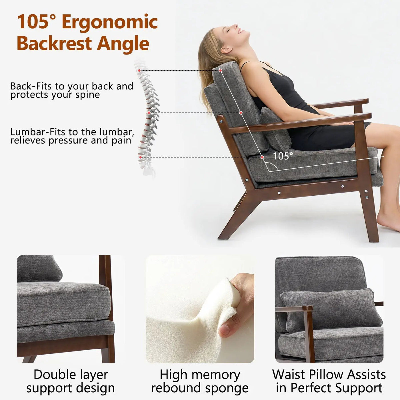 Living Room Chair With Lumbar Pillow by HouseOfZazla