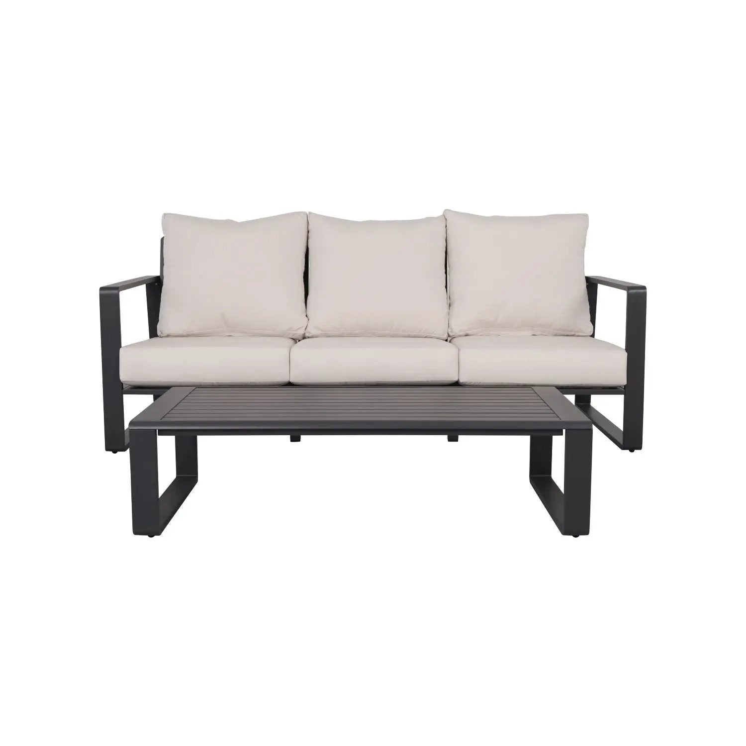 3 Person Sofa With Rectangular Coffee Table, Cushions Tino Tino - Beige by HouseOfZazla