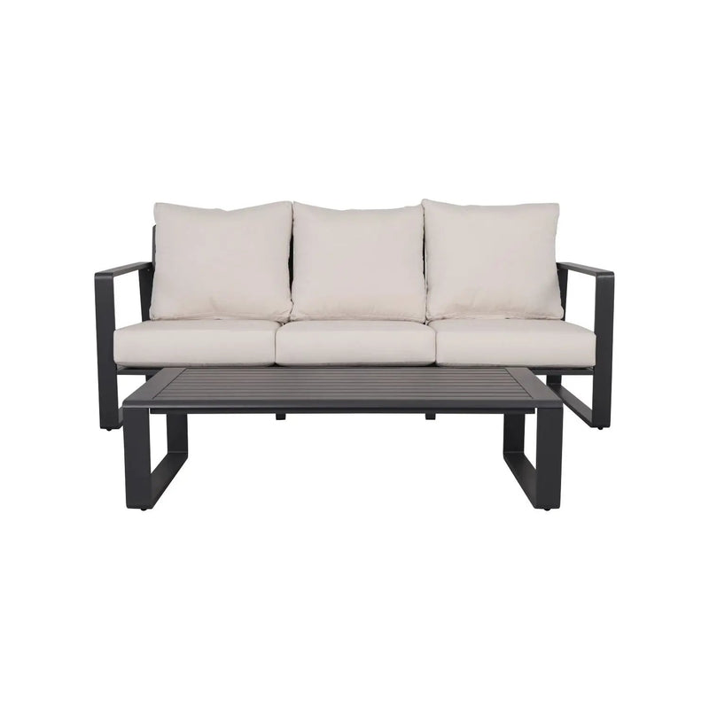 3 Person Sofa With Rectangular Coffee Table, Cushions Tino Tino - Beige by Unique Piece Furniture