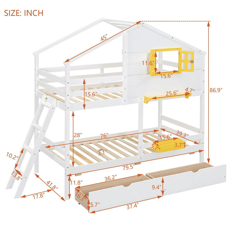 Bunk Bed With Playhouse Roof And Window