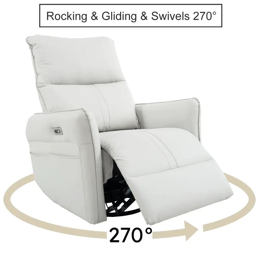 29.92" 270 Power Swivel Rocker Recliner Chair, Electric Glider Reclining Sofa With USB Ports, Power Swivel Glider, Rocking Chair Nursery Recliners For Living Room Bedroom by HouseOfZazla
