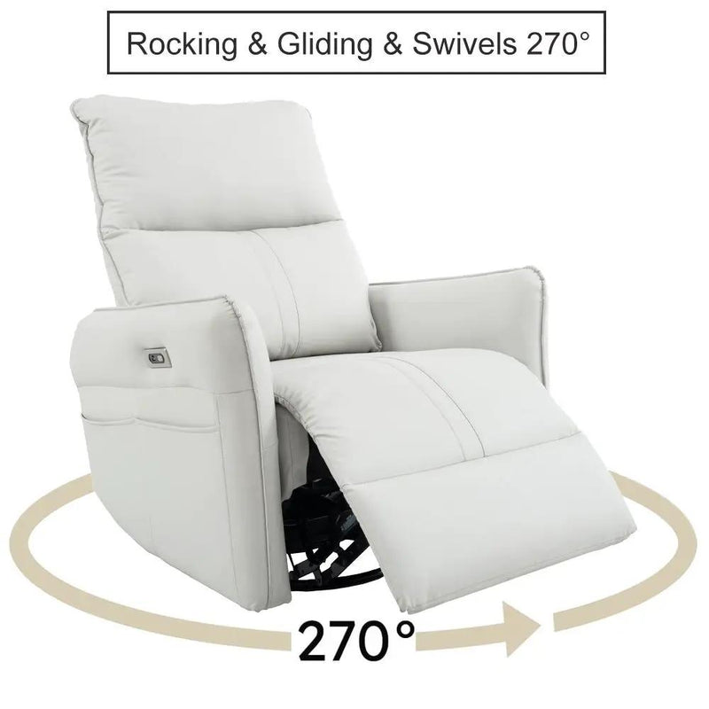 29.92" 270 Power Swivel Rocker Recliner Chair, Electric Glider Reclining Sofa With USB Ports, Power Swivel Glider, Rocking Chair Nursery Recliners For Living Room Bedroom by Unique Piece Furniture