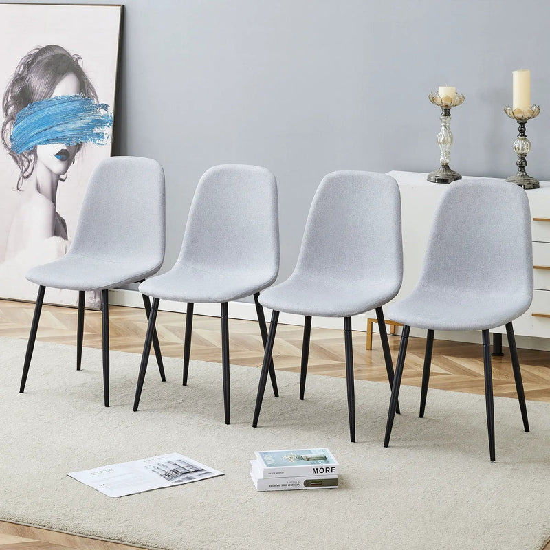 Modern Medieval Style Cushioned Side Chairs Set With Metal Legs For Kitchens by HouseOfZazla