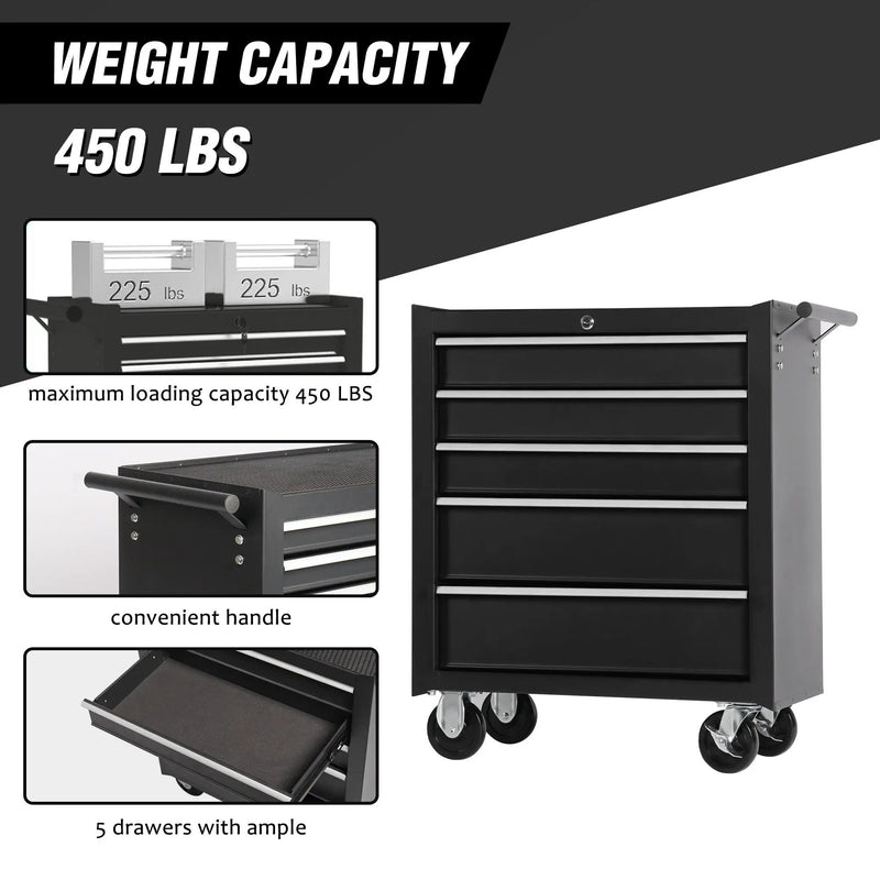 5-Drawer Rolling Tool Chest w/Lock & Key by HouseOfZazla