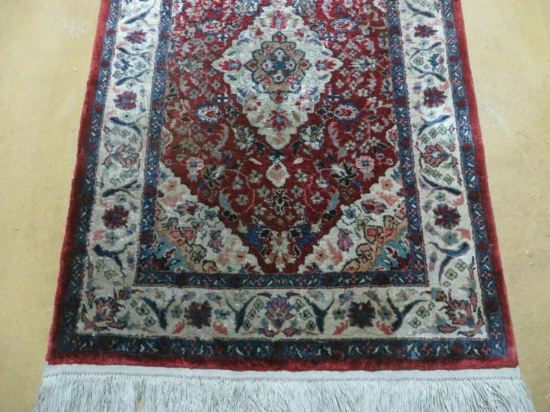 2' X 3' Handmade Chinese Floral Oriental Silk Rug Carpet Nice Red by Jewel Rugs