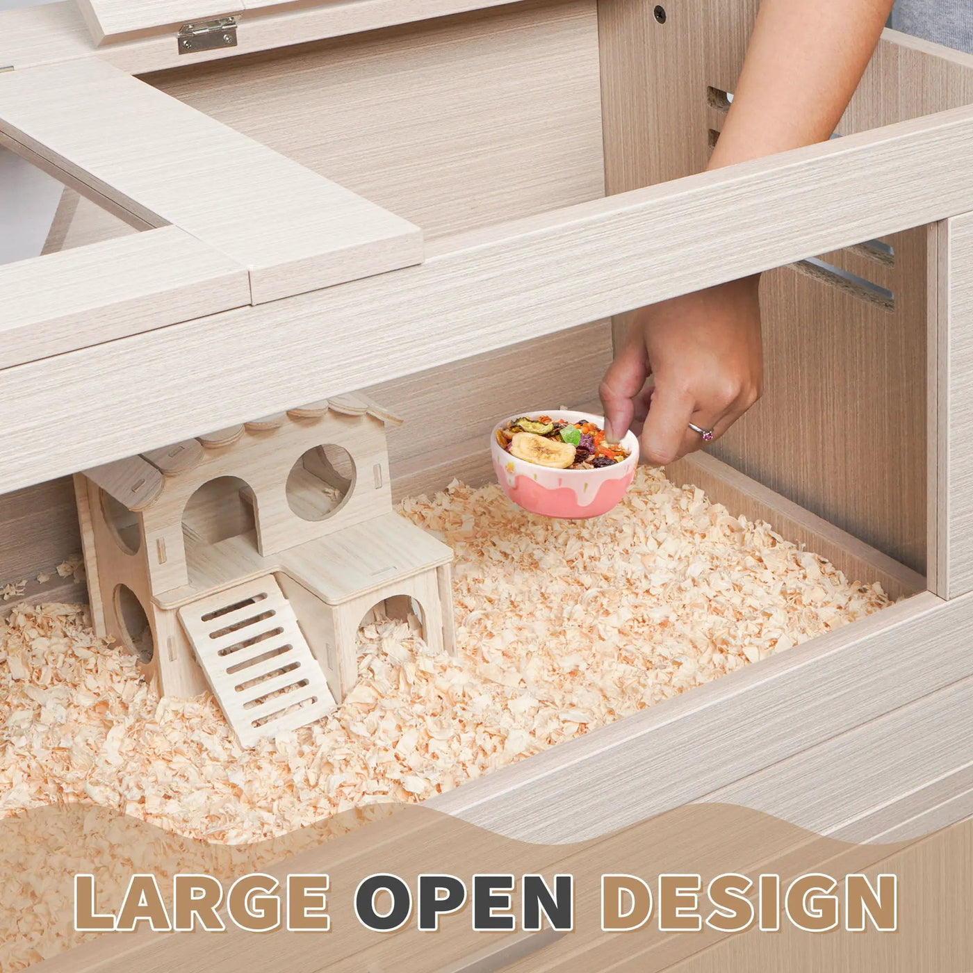Guinea Pig Cages, Hamster Cage Wood With Independent Storage Cabinet, House For Rat Chinchilla With Guinea Pig Hutch And Bridge, Openable Top With Acrylic Sheets by HouseOfZazla