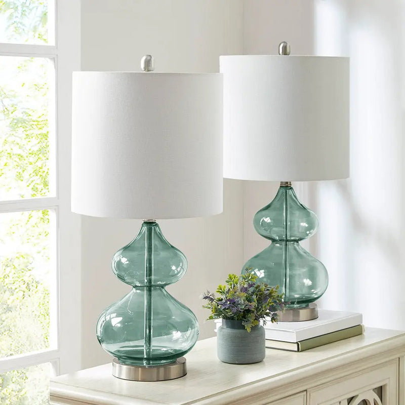 Ellipse Curved Glass Table Lamp, Set of 2 by HouseOfZazla