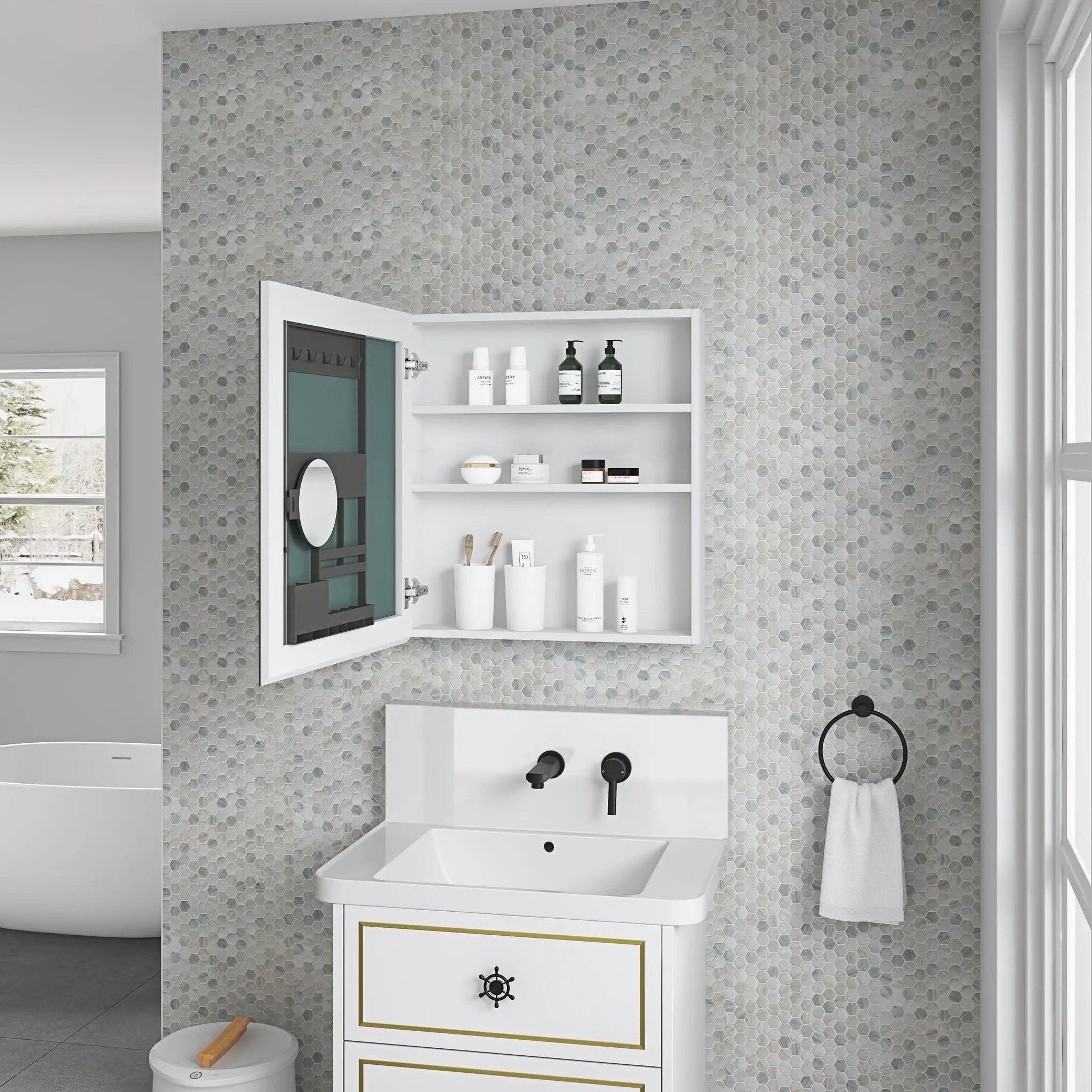 24'' W x 26'' H Frameless Mirror Medicine Cabinet by HouseOfZazla